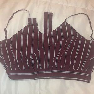 Maroon vertical striped separates